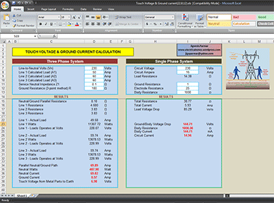 Touch Voltage and Ground Current Calculation