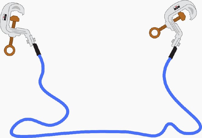 A bonding lead provides a low impedance connection between two objects