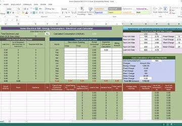 Calculate Home Electrical Load and Electrical Bill (MS Excel Spreadsheet)