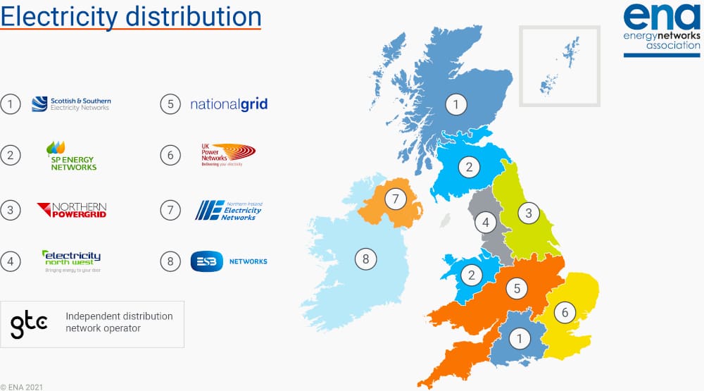 UK Grid ENA Electricity Distribution Map